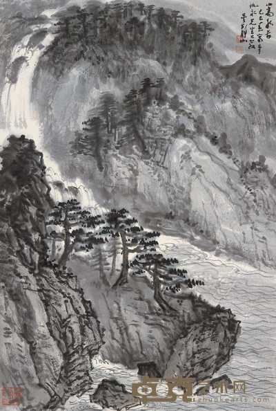 吴静山 1989年作 山高水长 立轴 68×46cm